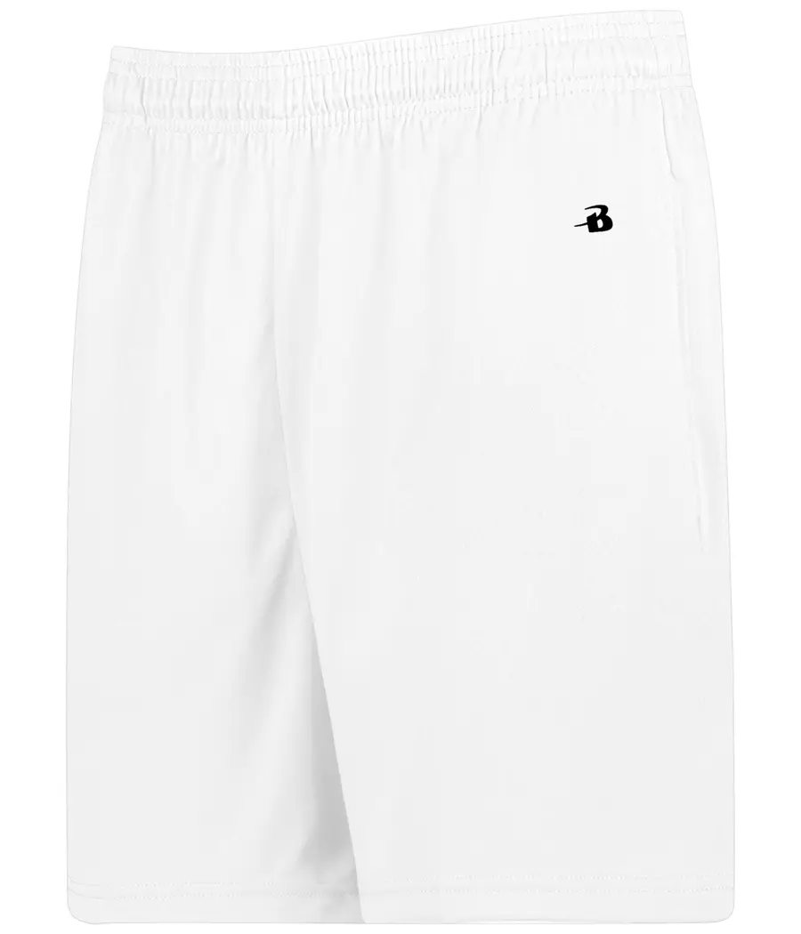 Badger Sport Youth B-Core Pocketed Shorts in White