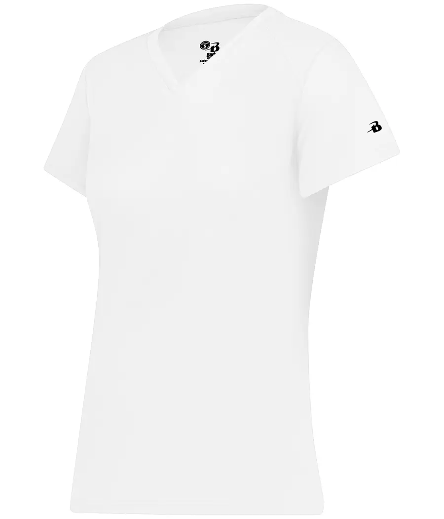 Badger Sport Ladies B-Core V-Neck TEE in White
