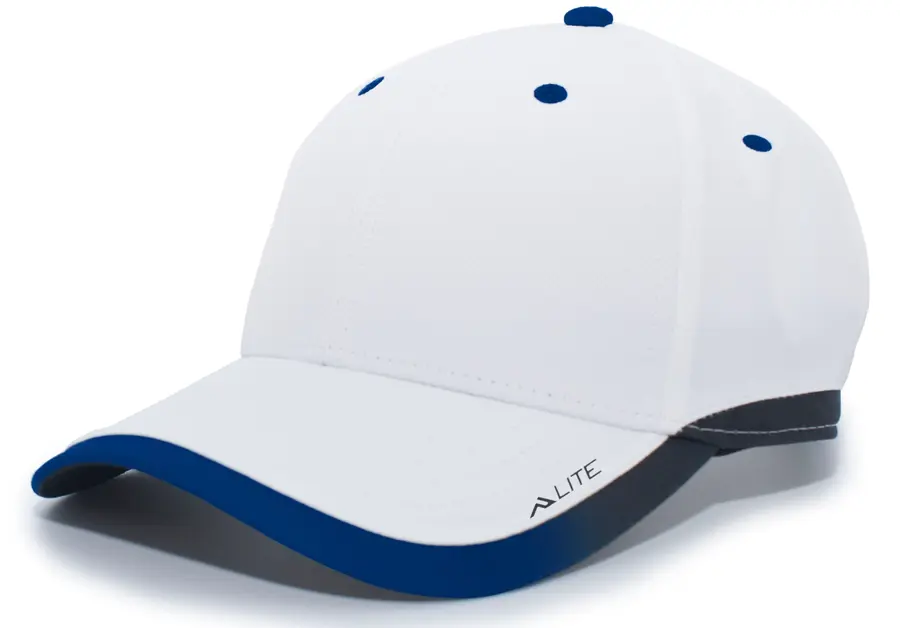 Pacific Headwear Lite Series Hook-And-Loop Adjustable Cap in White/Navy