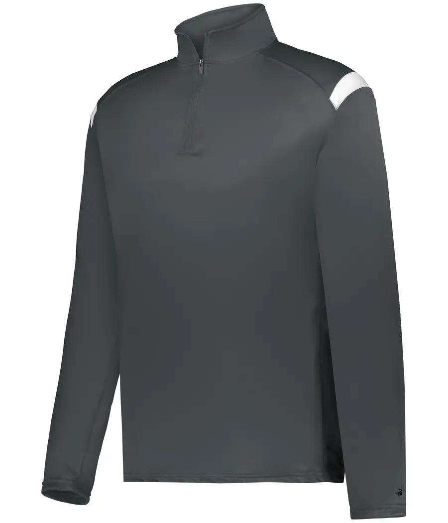 Badger Sport Youth ON THE Rise 1/4 ZIP Pullover in Graphite/White
