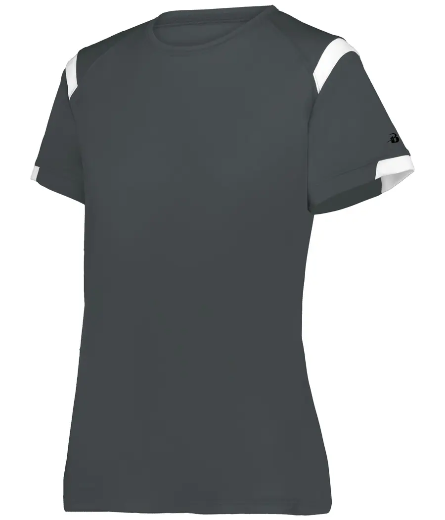 Badger Sport Ladies ON THE Rise TEE in Graphite/White