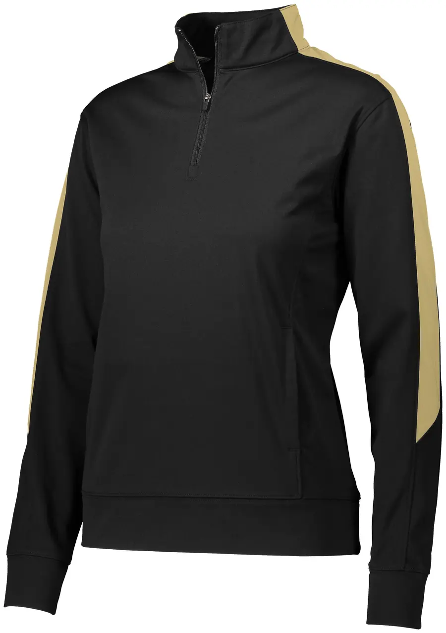 Augusta Ladies Medalist 2.0 Pullover in Black/Vegas Gold