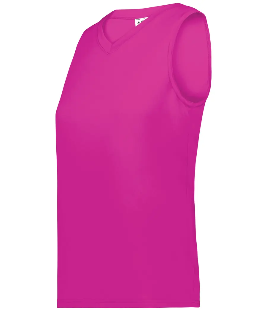 Augusta Girls Attain Wicking Sleeveless Jersey in Electric Pink