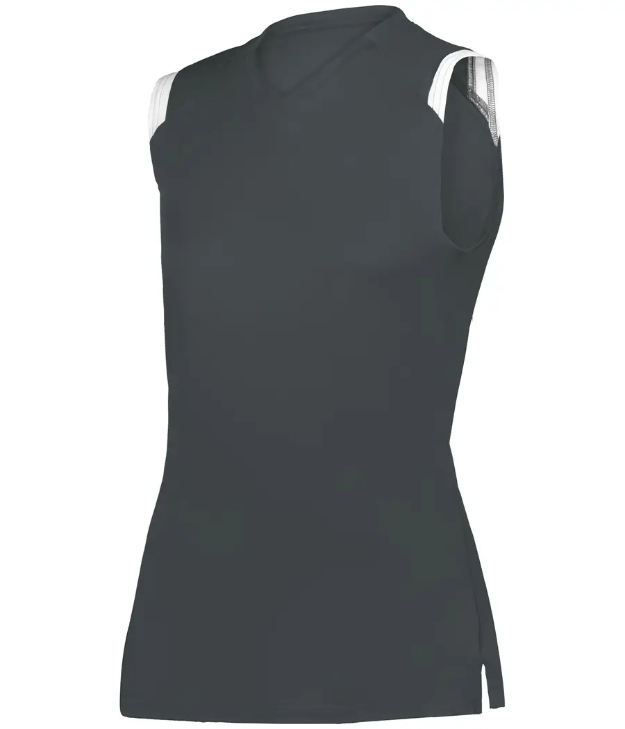 Alleson Athletic Girls ON THE Rise Sleeveless Softball Jersey in Graphite/White
