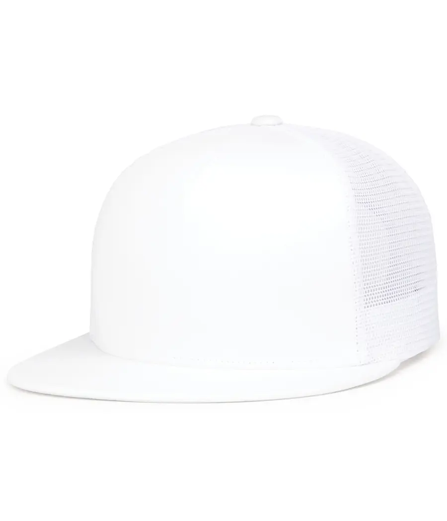 Pacific Headwear D-Series 5-Panel Trucker Snapback CAP in White
