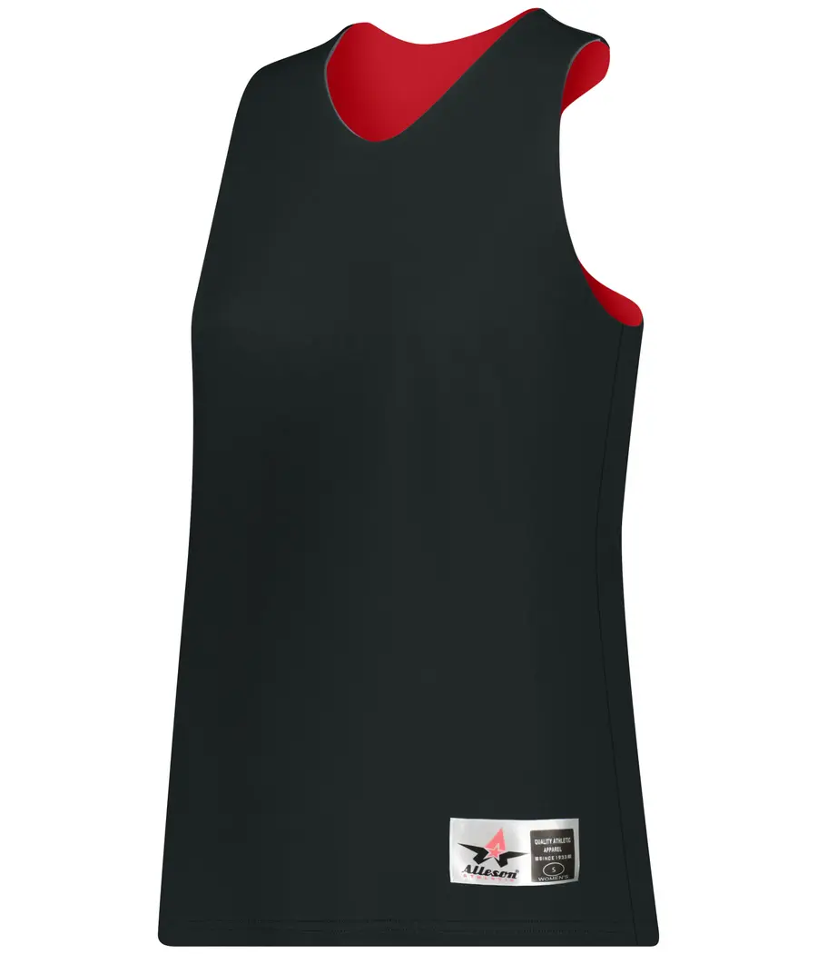 Alleson Athletic Ladies Microfiber Reversible Basketball Jersey in Black/Red