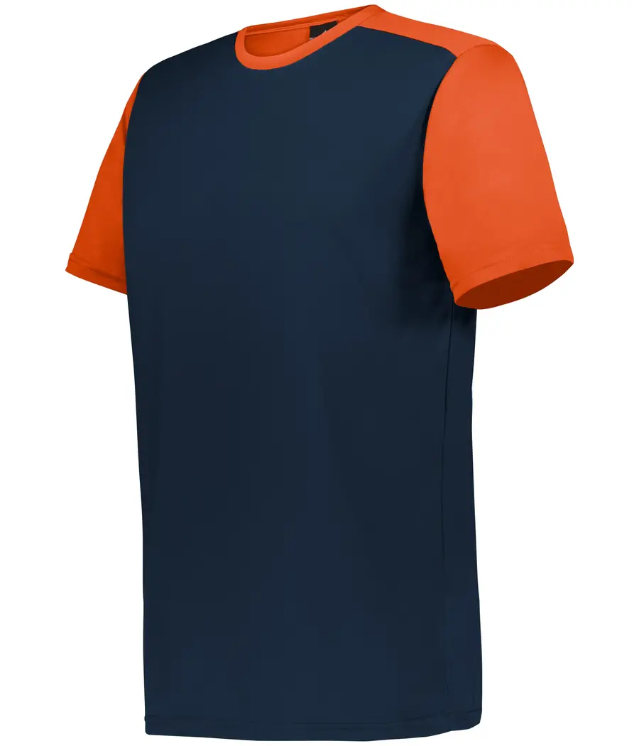 Alleson Athletic Youth Crew Neck Baseball Jersey in Navy/Bt. Orange