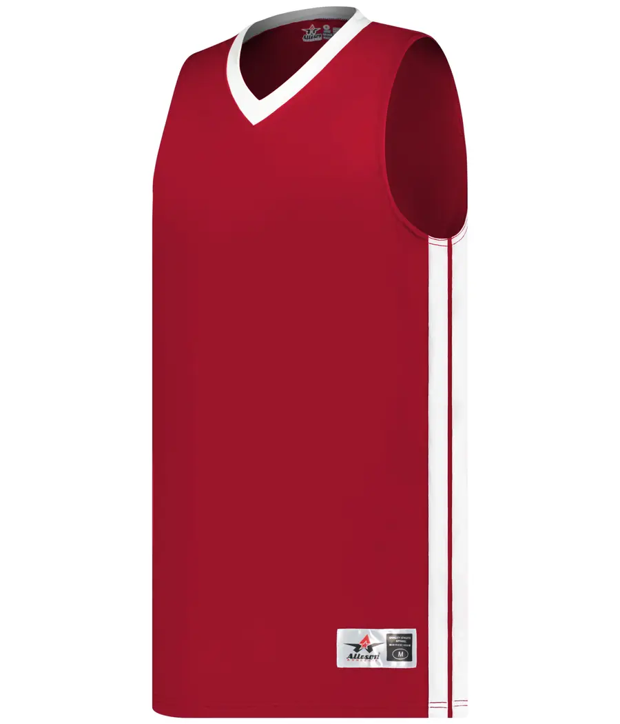 Alleson Athletic Youth Single-PLY Basketball Jersey in Red/White