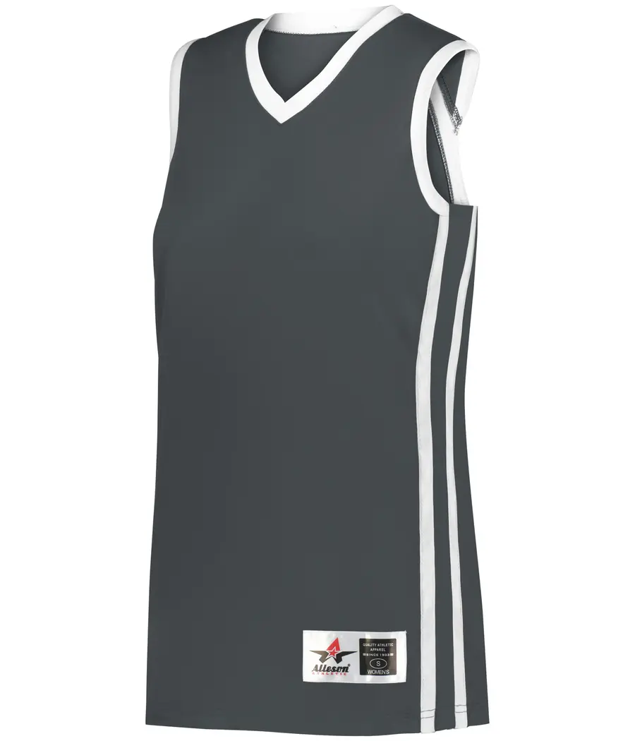 Alleson Athletic Ladies Single-PLY Basketball Jersey in Graphite/White