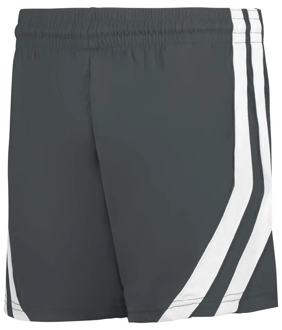 Alleson Athletic Ladies Single-PLY Basketball Shorts in Graphite/White