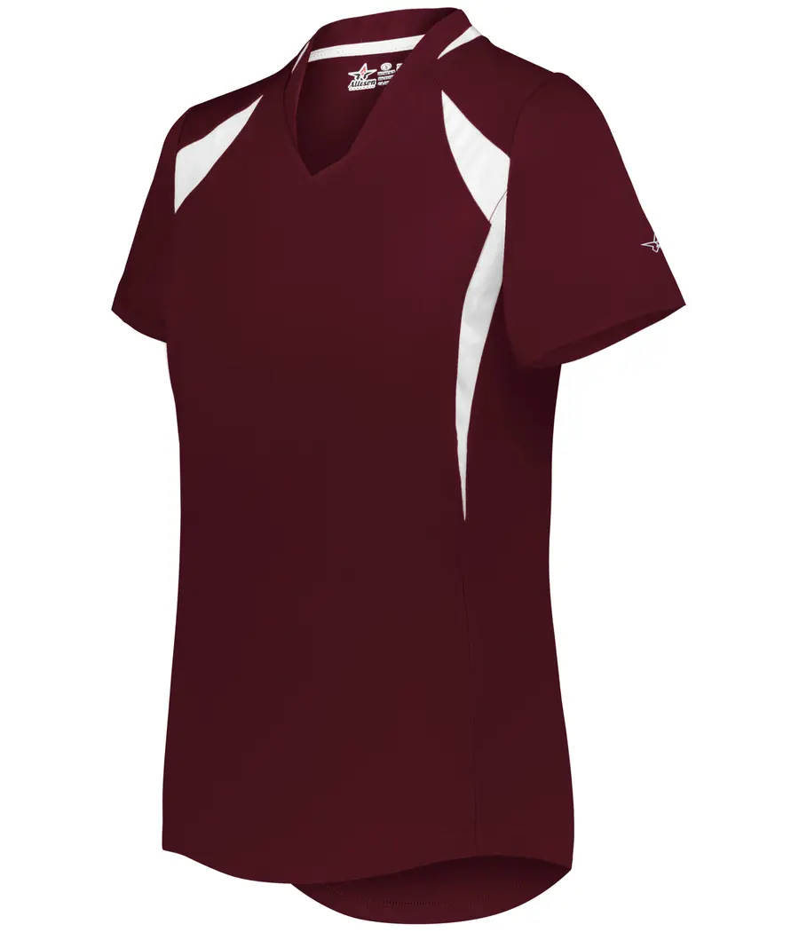 Alleson Athletic Girls Short Sleeve Fastpitch Jersey in Gold/White