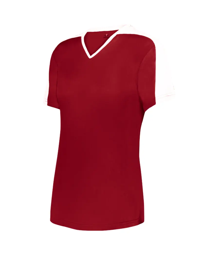 Alleson Athletic Girls V-Neck Softball Jersey in Red/White