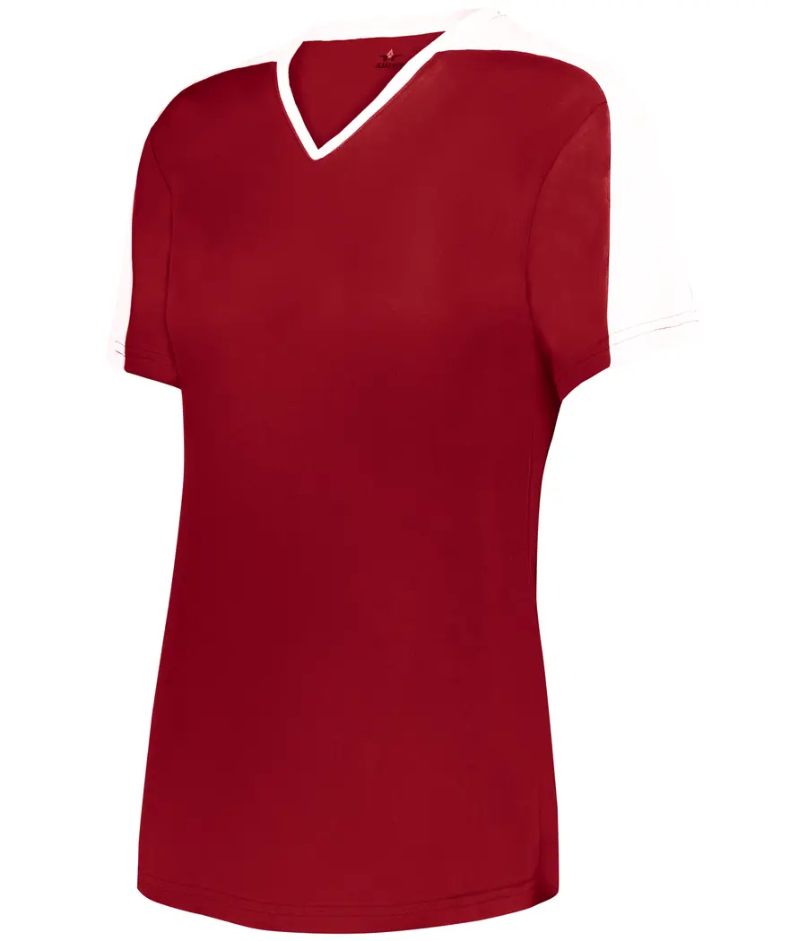 Alleson Athletic Ladies V-Neck Softball Jersey in Red/White