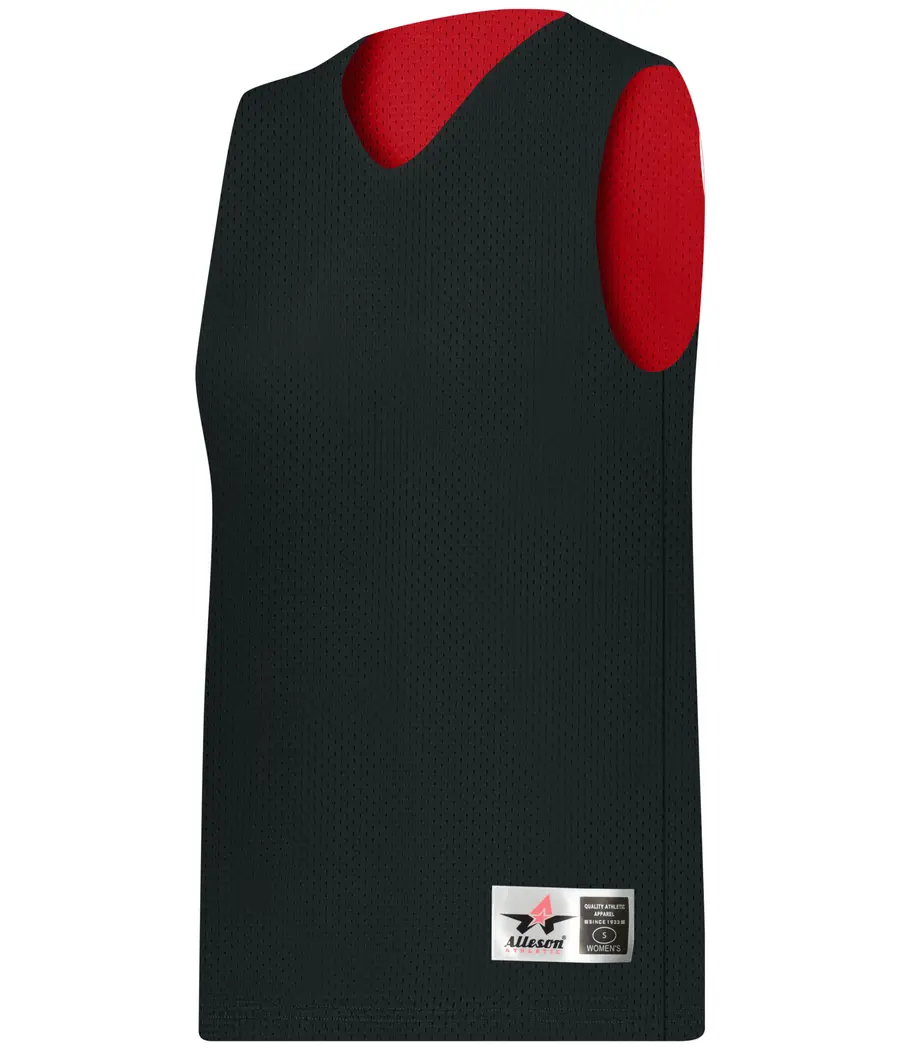 Alleson Athletic Ladies Reversible Mesh Practice Basketball Jersey in Black/Red