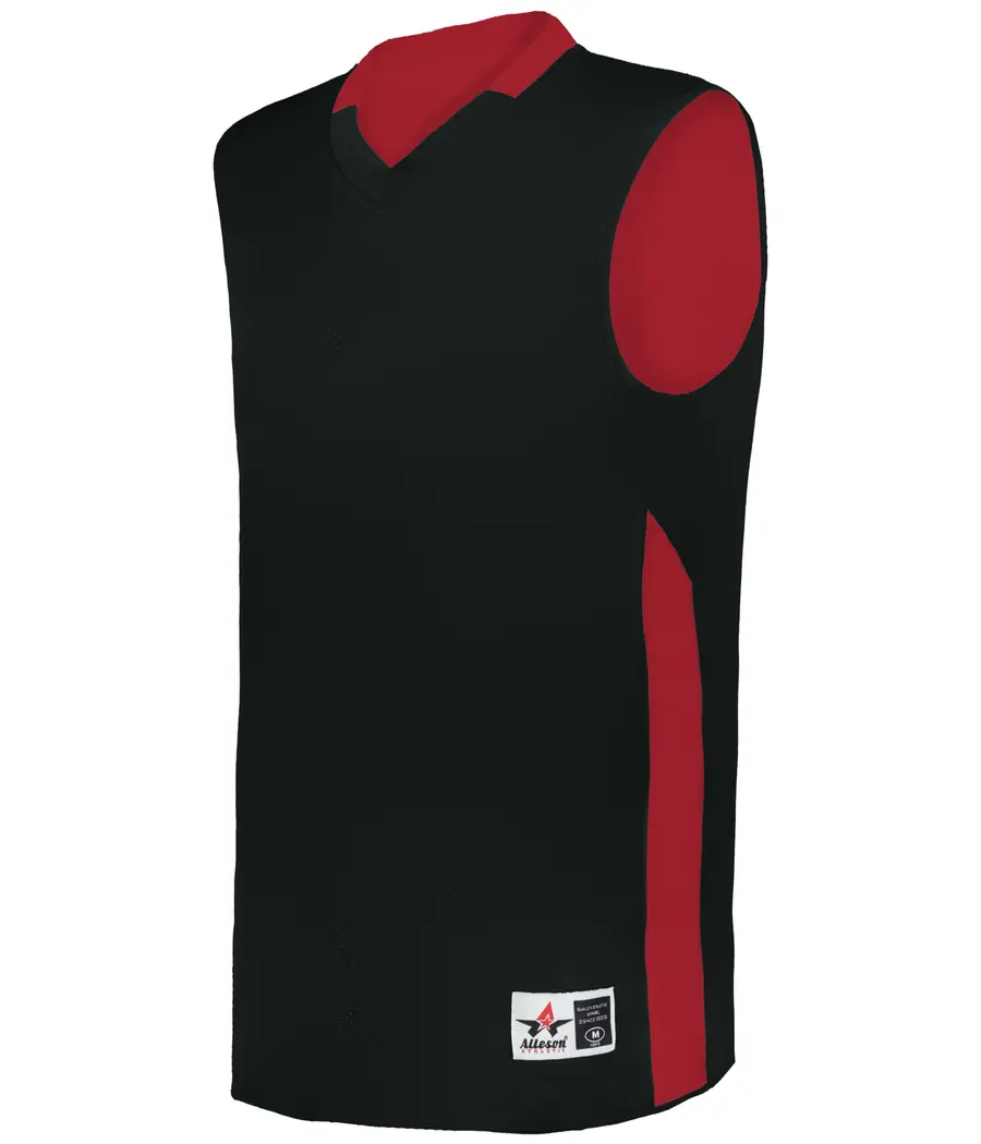 Alleson Athletic Single-PLY Reversbile Basketball Jersey in Black/Red