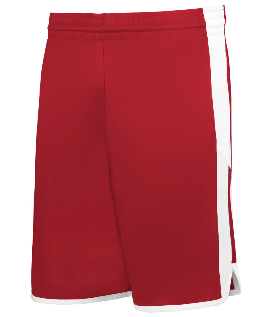 Alleson Athletic Cross Over Reversible Basketball Shorts in Red/White