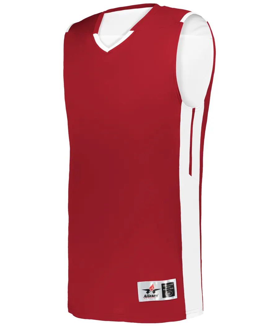 Alleson Athletic Youth Cross Over Reversible Basketball Jersey in Red/White