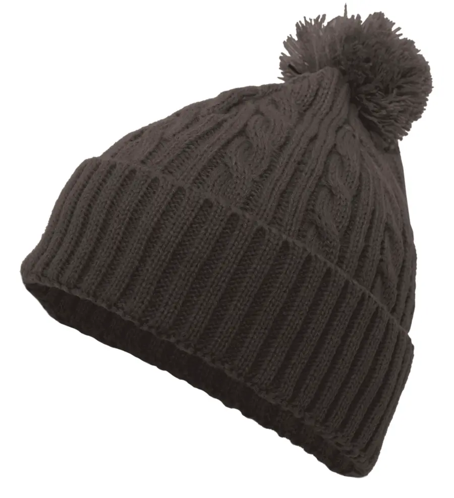 Pacific Headwear Cable Knit Pom-Pom Beanie in Graphite