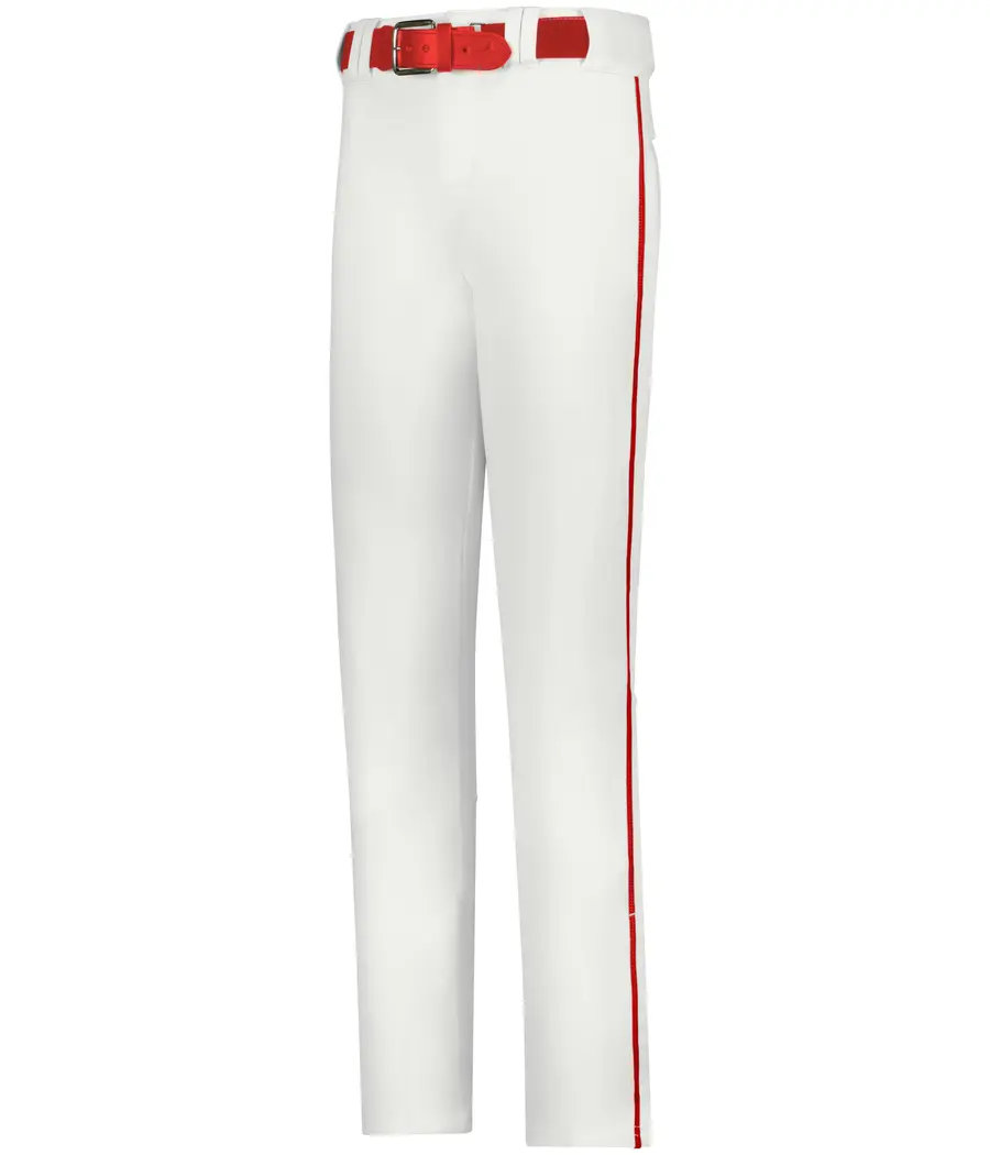 Alleson Athletic Youth Crush Open Bottom Baseball Pant With Braid in White/Red