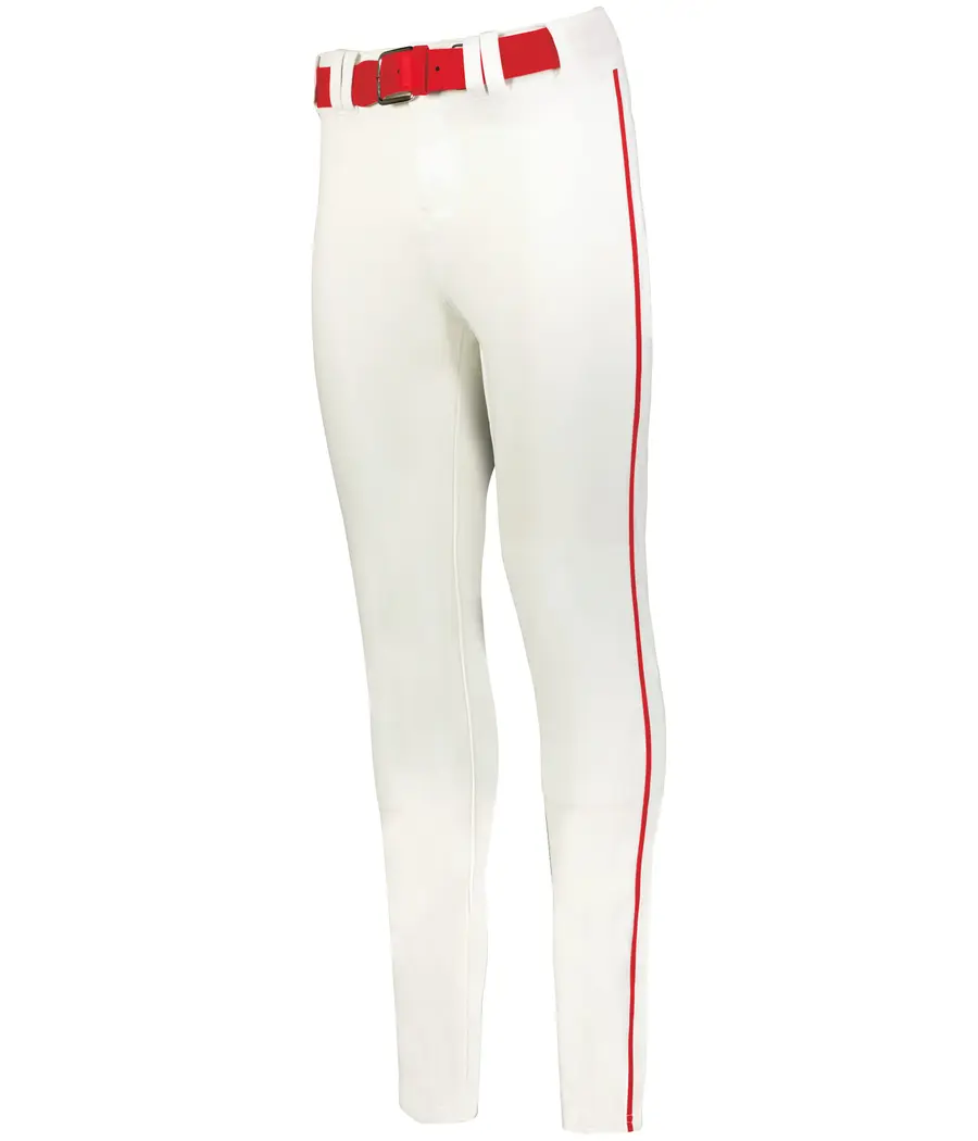 Alleson Athletic Youth Crush Tapered Baseball Pant With Braid in White/Red