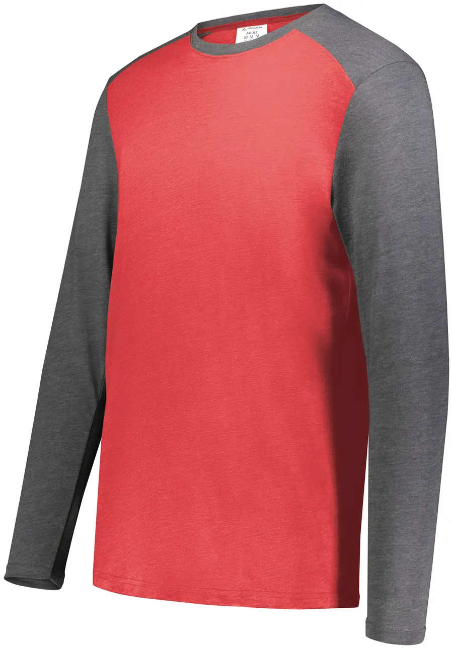 Augusta Gameday Vintage Long Sleeve Tee in Scarlet Heather/Carbon Heather
