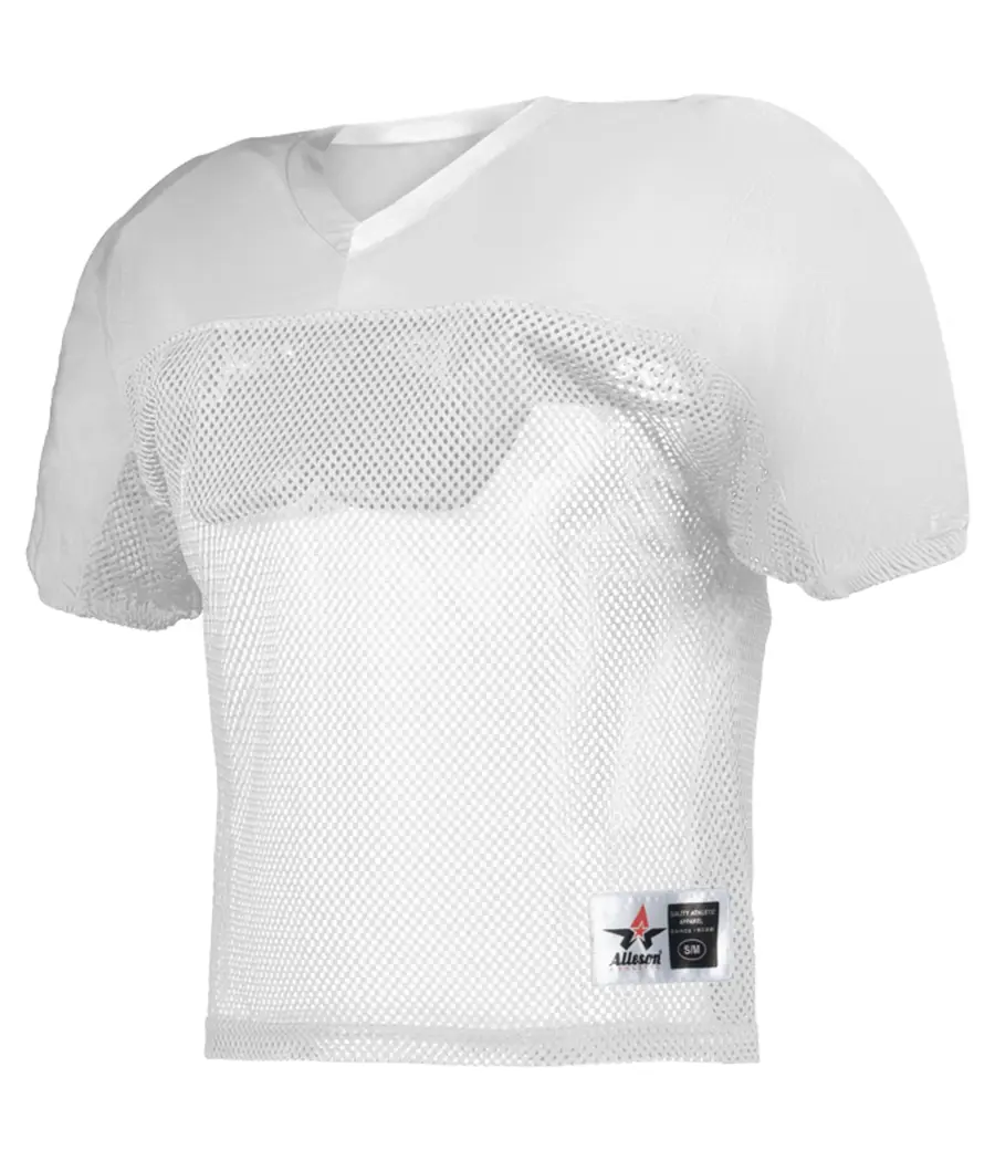 Alleson Athletic Youth Dazzle Mesh Football Practice Jersey in White