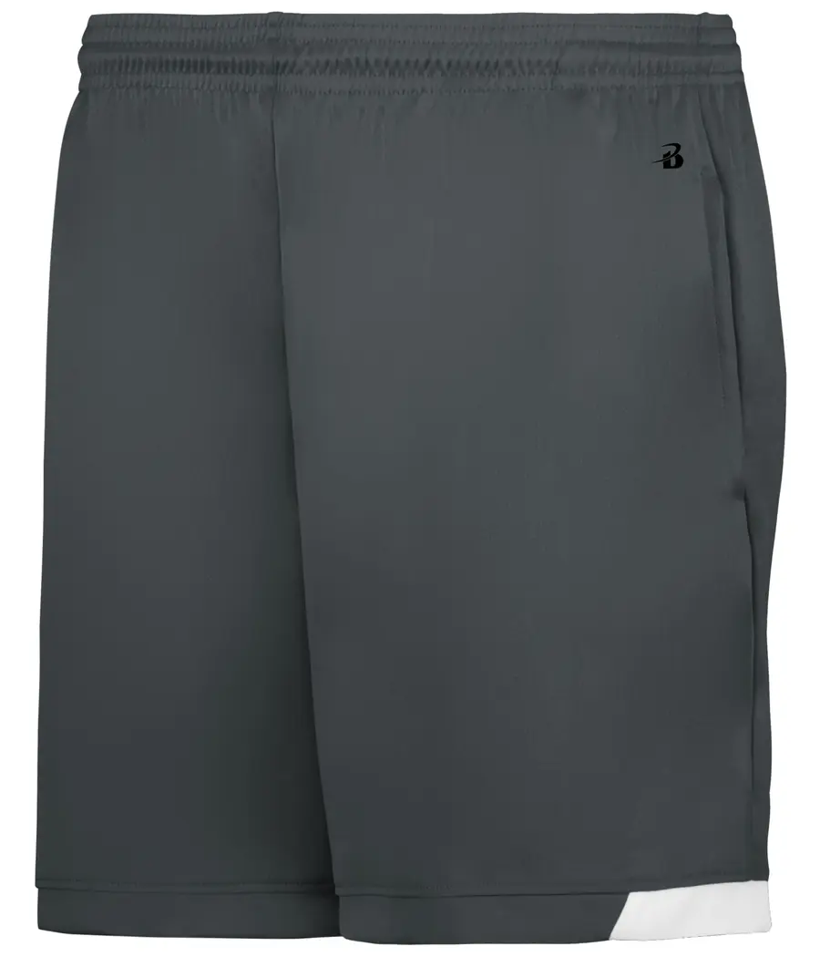 Badger Sport Ladies ON THE Rise Shorts With Pockets in Graphite/White