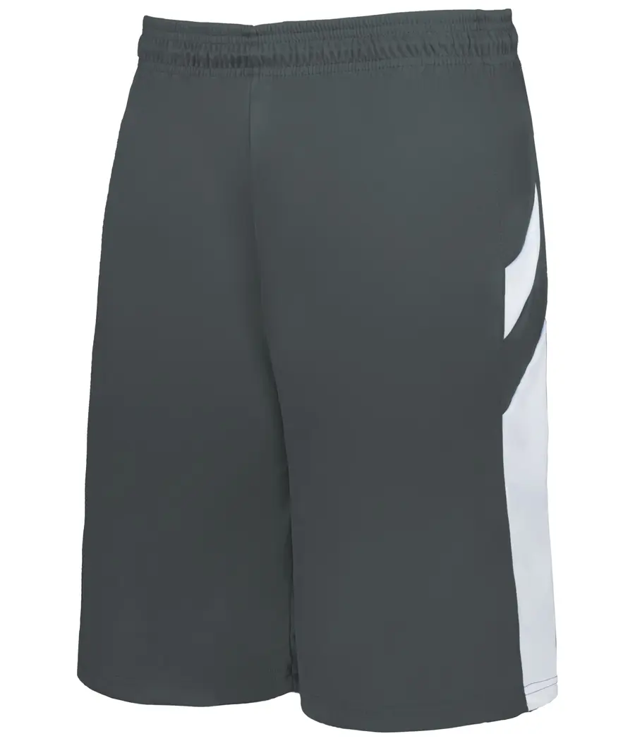Alleson Athletic B-Pivot Reversible Basketball Shorts in Graphite/White