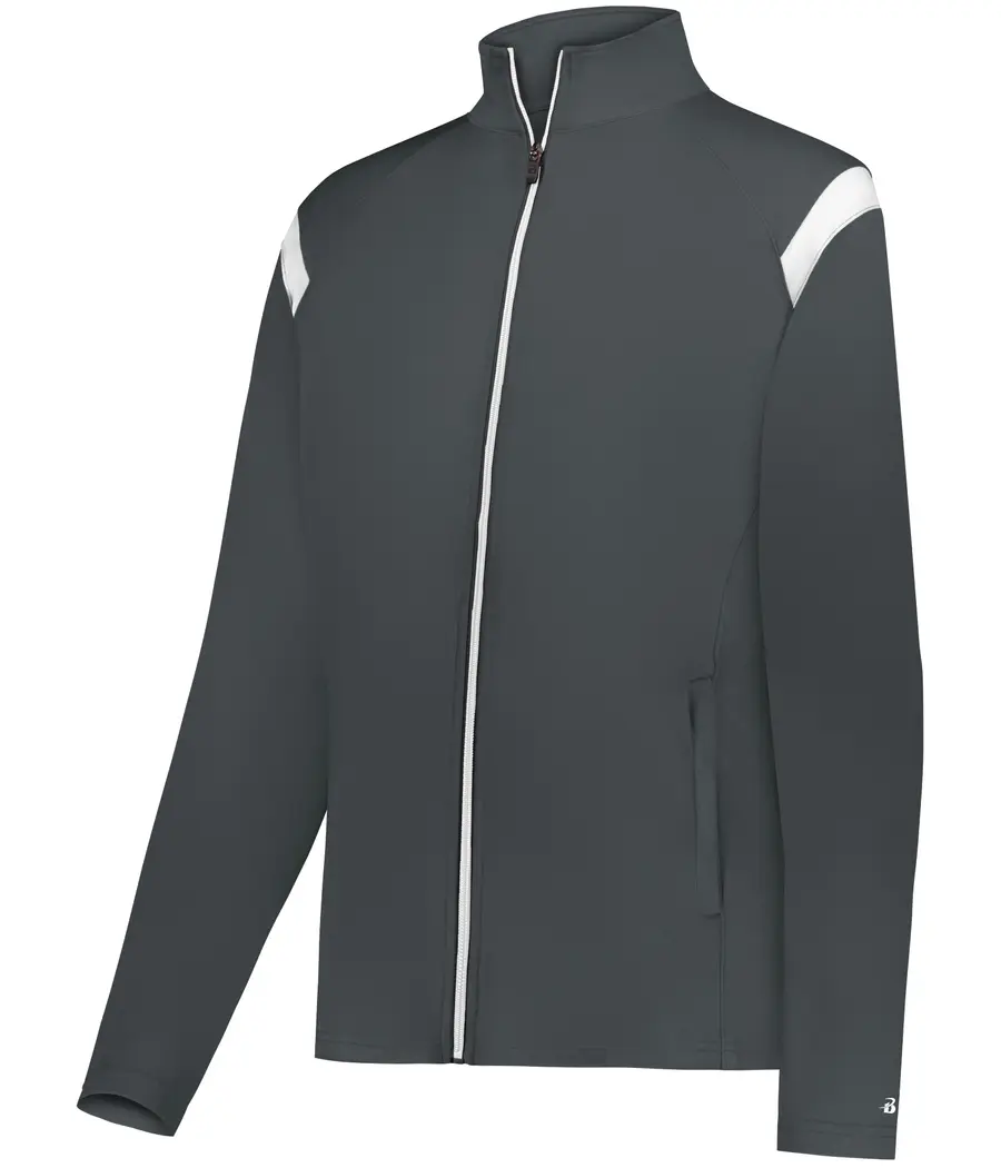 Badger Sport Ladies ON THE Rise Warm-UP Jacket in Graphite/White