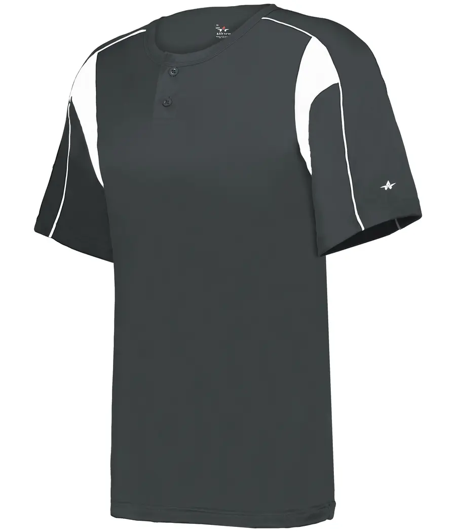Alleson Athletic Youth PRO Placket Baseball Jersey in Graphite/White