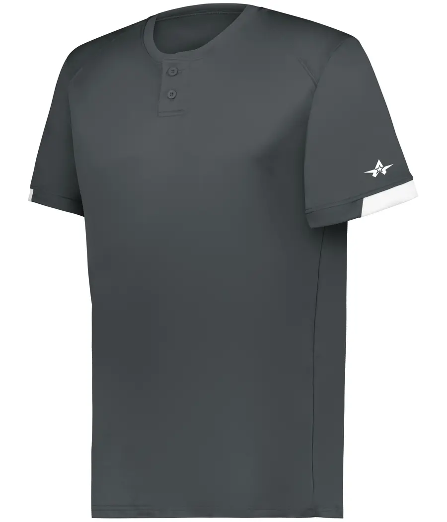 Alleson Athletic ON THE Rise TWO-Button Baseball Jersey in Graphite/White
