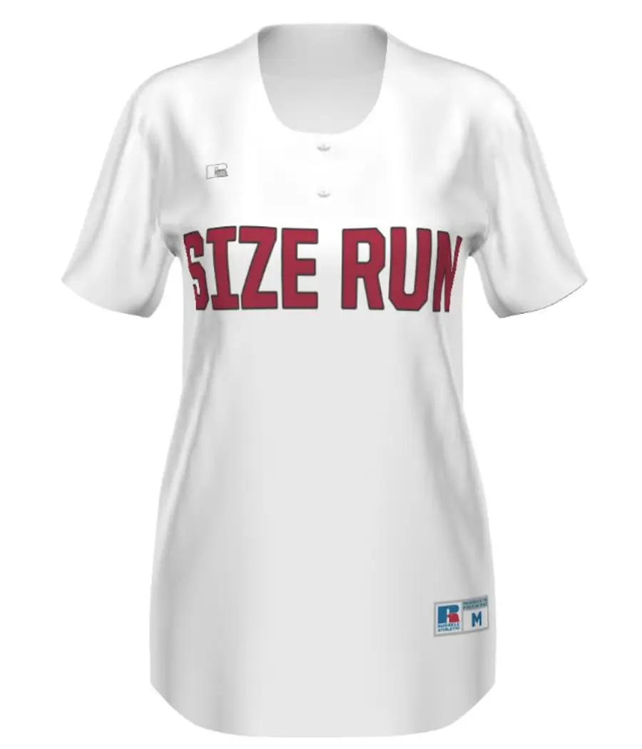 Russell Ladies FreeStyle Sublimated Two-Button Softball Jersey in White