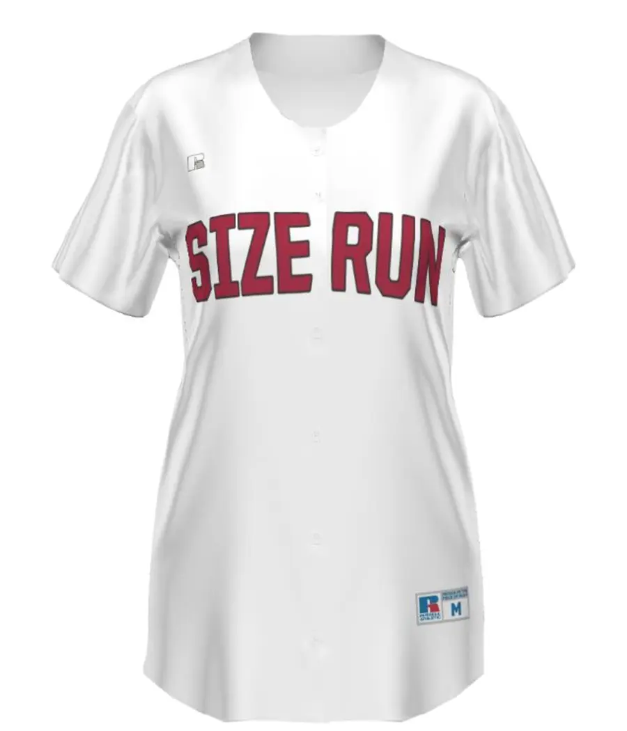 Russell Ladies FreeStyle Sublimated Faux Full-Button Softball Jersey in White