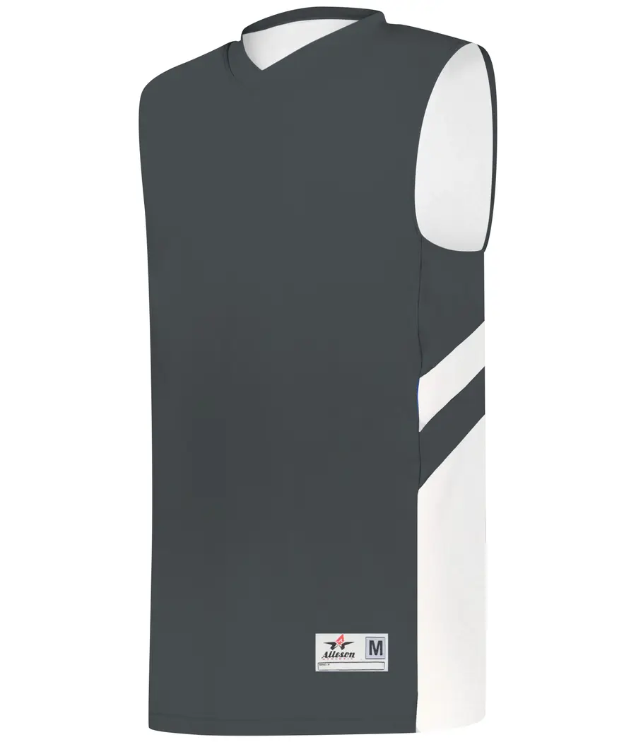 Alleson Athletic B-Pivot Reversible Basketball Jersey in Graphite/White