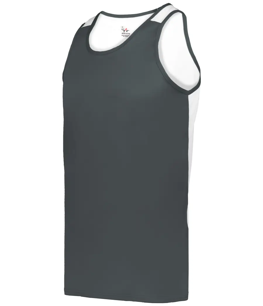 Alleson Athletic Arrow Mesh Back Singlet in Graphite/White