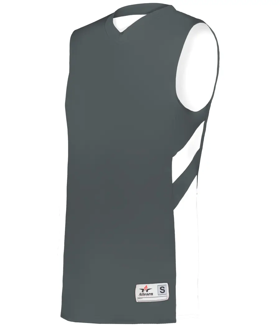 Alleson Athletic Ladies B-Pivot Reversible Basketball Jersey in Graphite/White