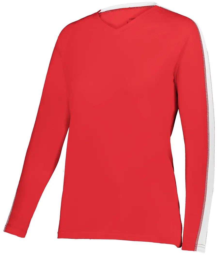 Alleson Athletic Girls Setter Series Long Sleeve Volleyball Jersey in Red/White