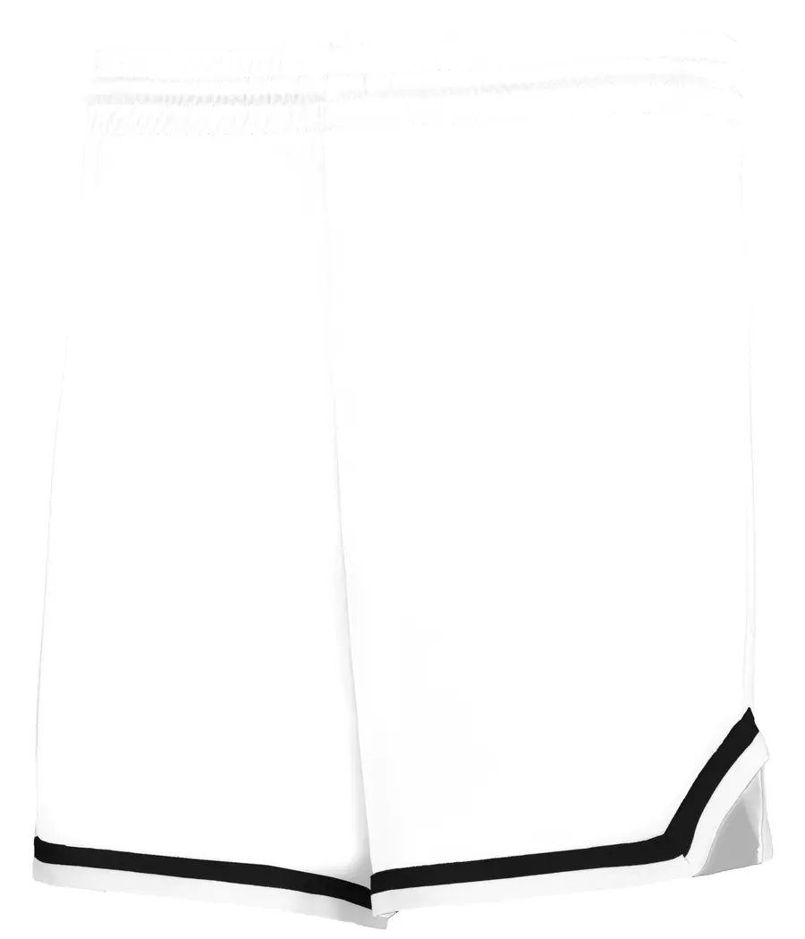 Alleson Athletic Ladies Retro Basketball Shorts in White/Black/White