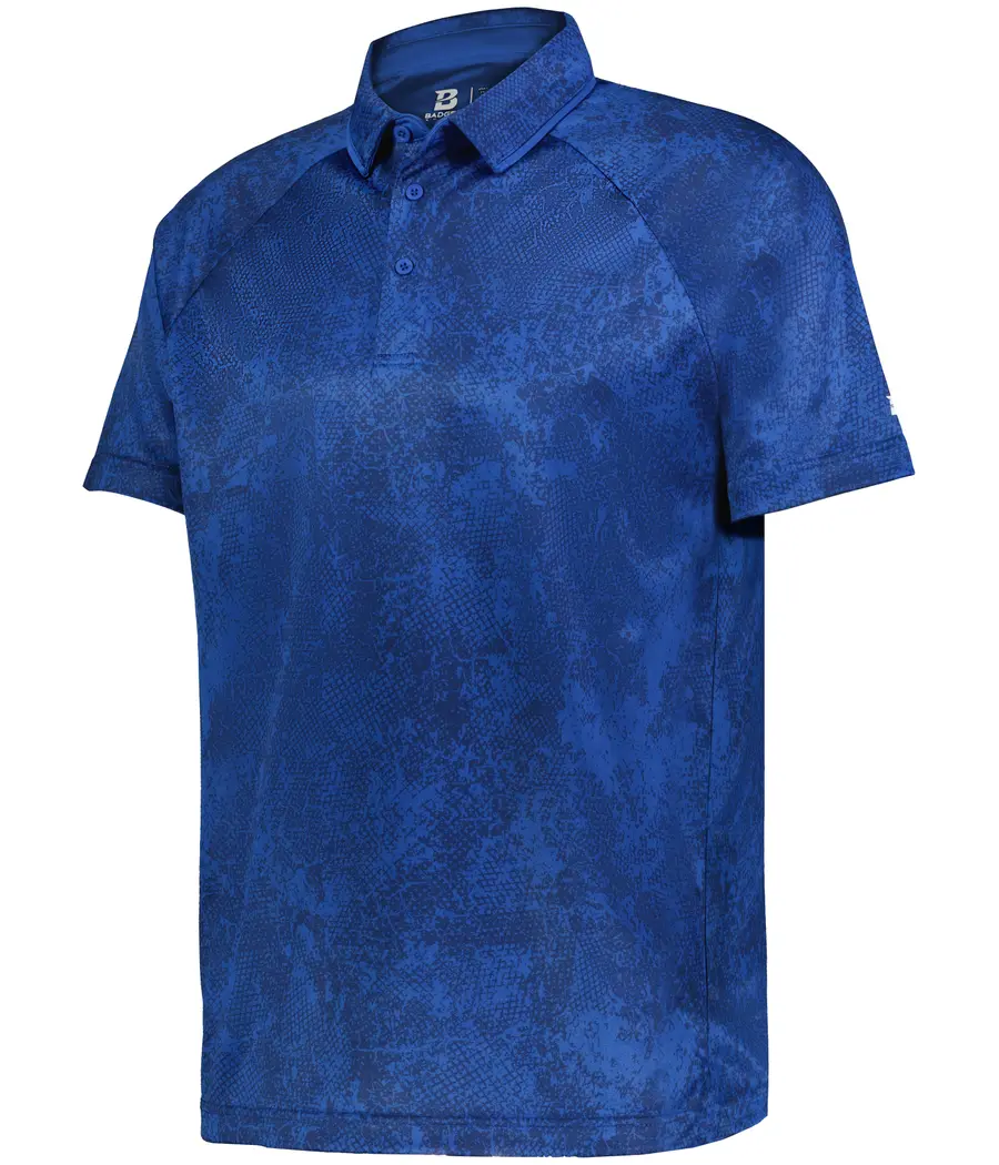 Badger Sport Stadium Print Polo in Ba Royal Cagelock