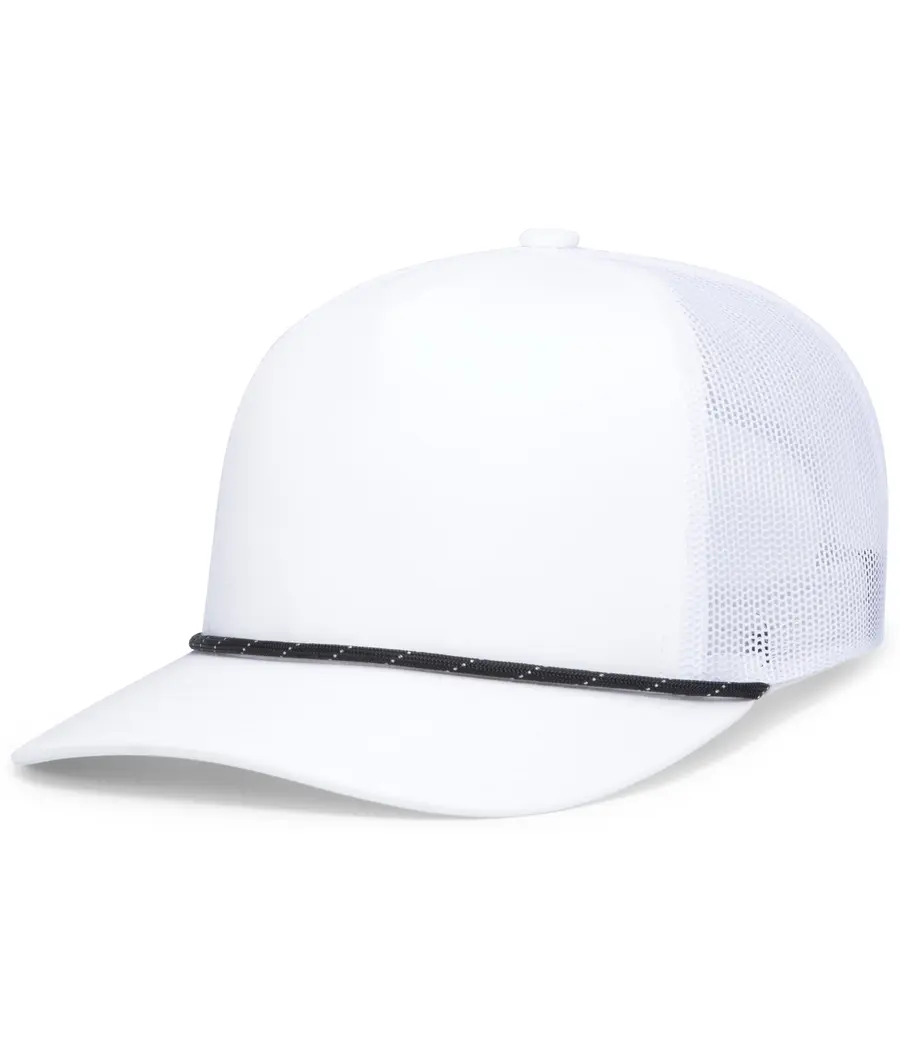 Pacific Headwear Weekender Trucker Cap in White/Black/White