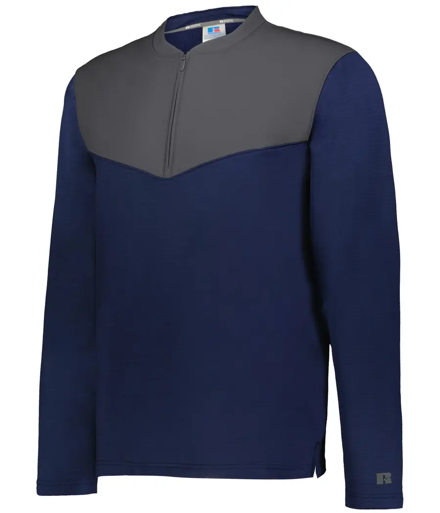 Russell Sideline Grid 1/4 ZIP Pullover in Navy/Stealth