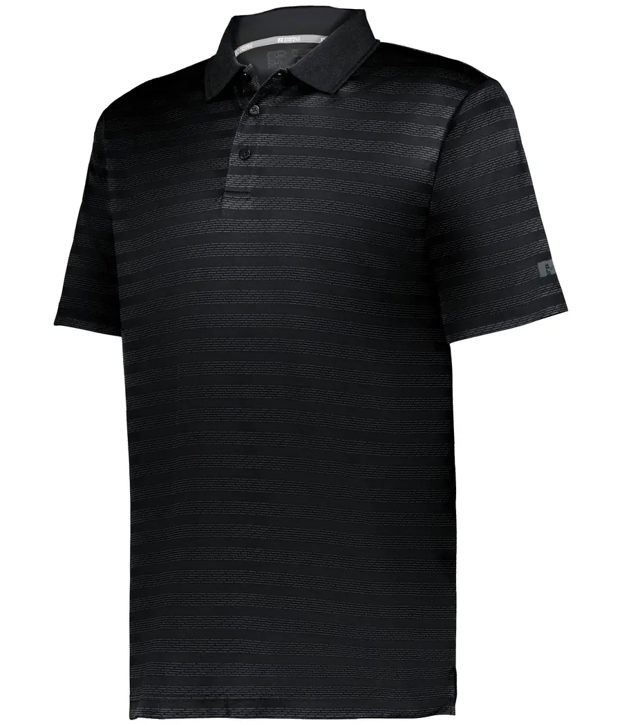Russell Sideline Striped Polo in Black