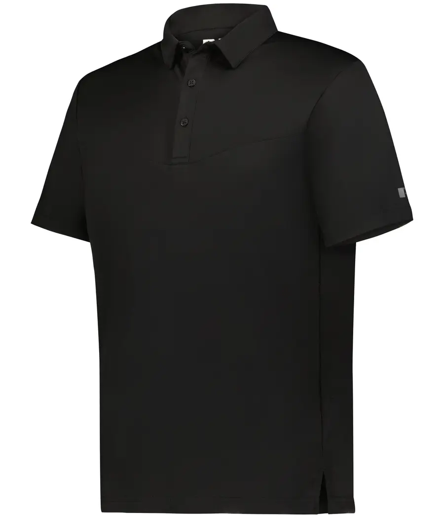 Russell Sideline Grid Polo in Black