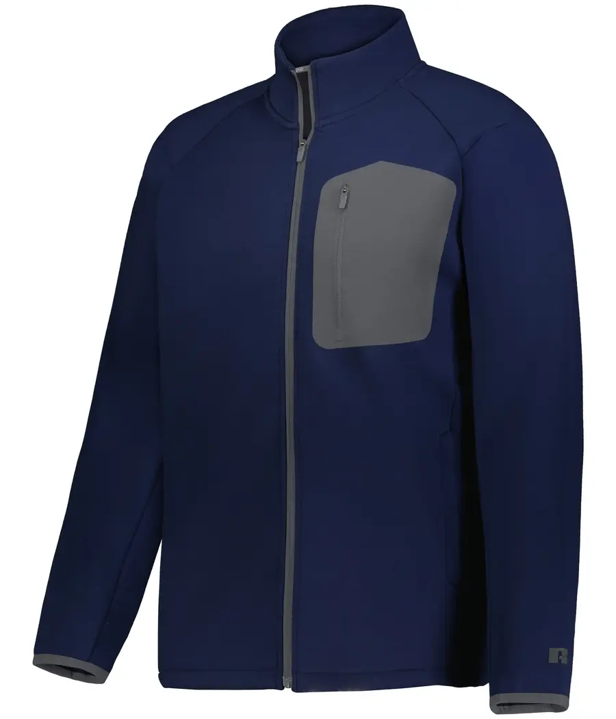 Russell Sideline Grid Fleece Full ZIP Jacket in Navy/Stealth