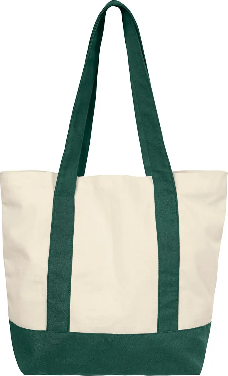 Initial Two-tone tote bag in Ivory / Forest