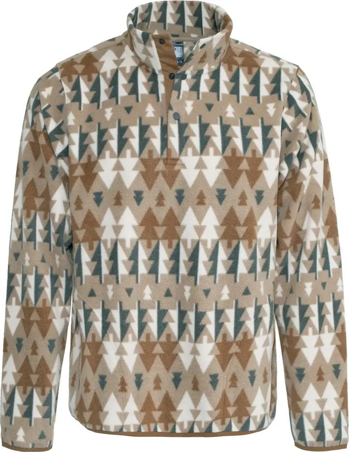 Initial Patterned ¼ button-down sweater in Fir Pattern Sand / Coffee