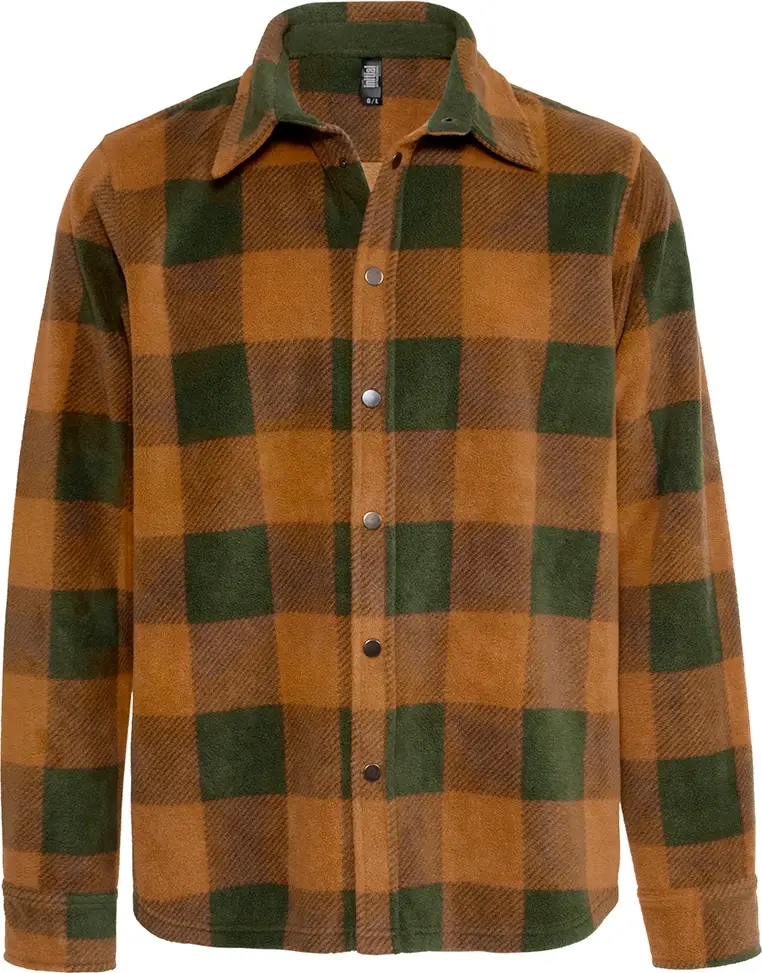 Initial Checkered button-down overshirt in Check Army Green / Camel