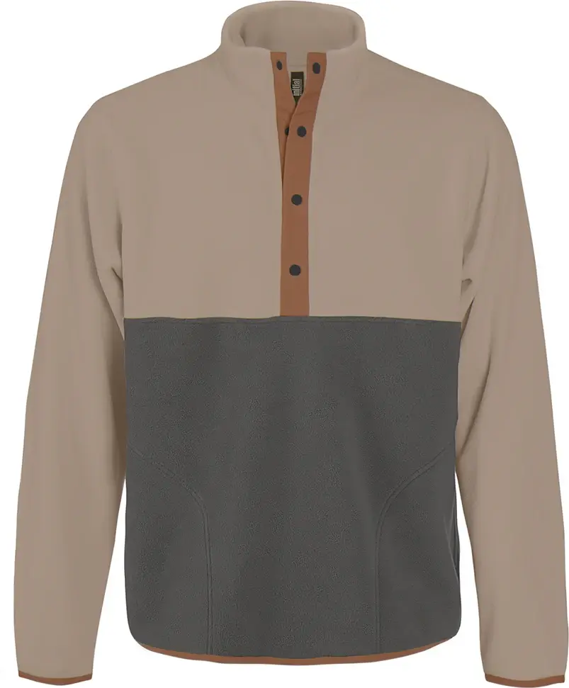 Initial ¼ button-down sweater in Sand / Charcoal / Coffee