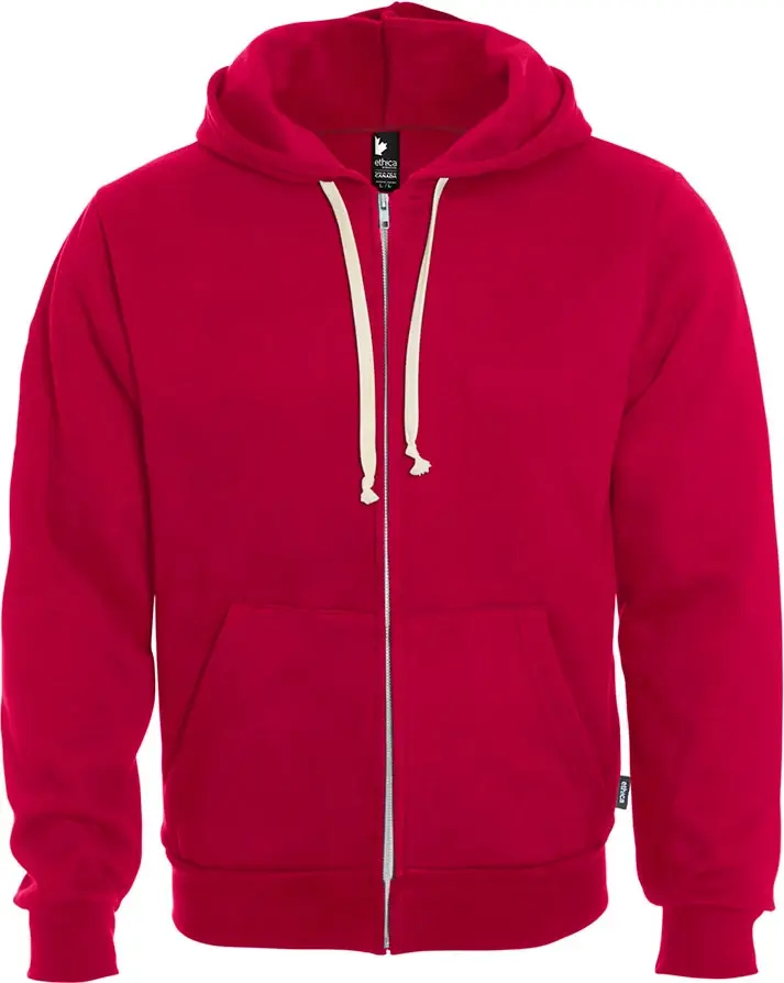Ethica Hooded full zip sweatshirt in Red