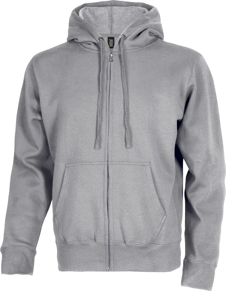 Initial Heavyweight Full-Zip Hooded Sweatshirt in Sport Grey